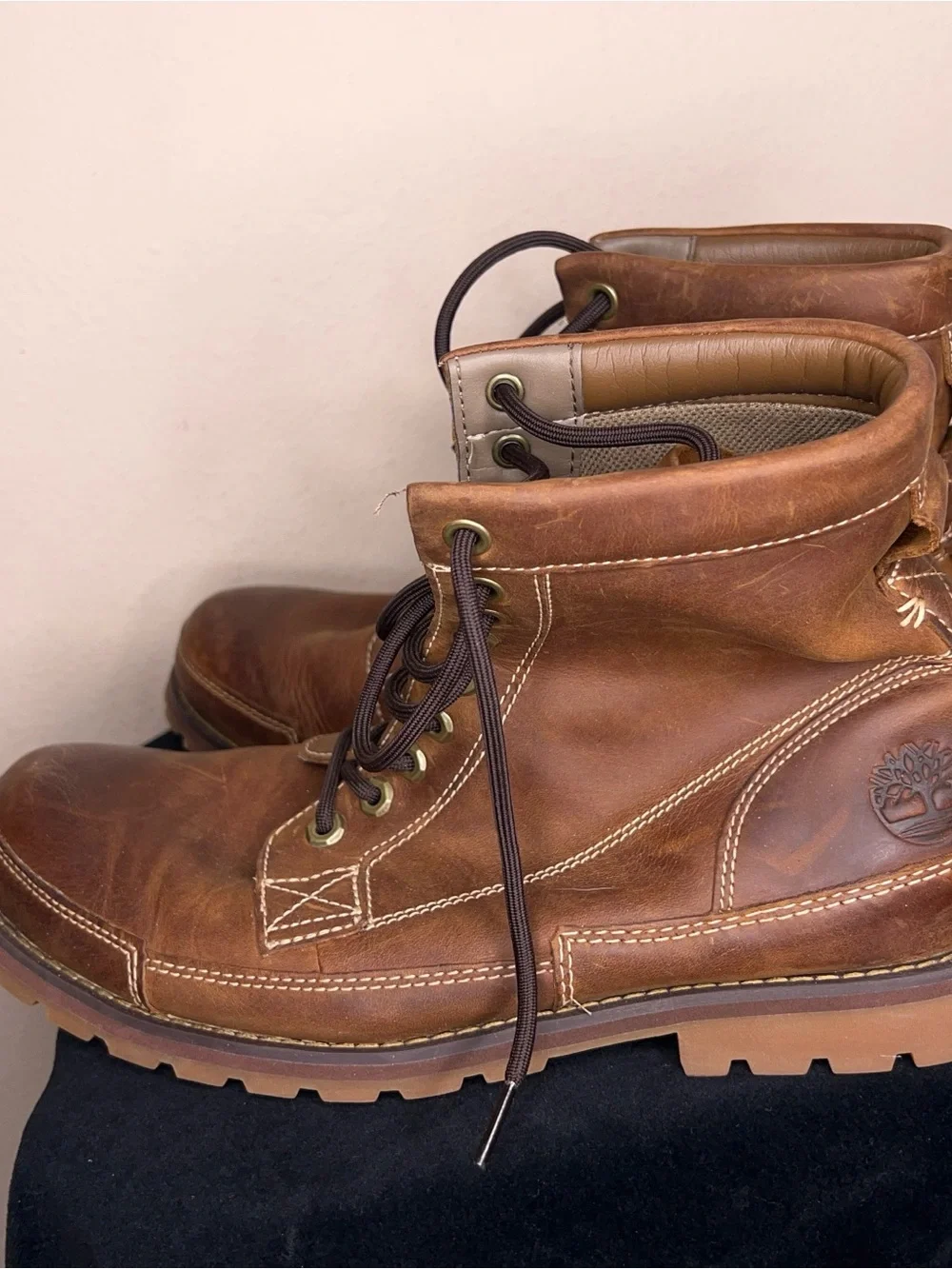 Mens 10.5W Timberland Brown Tan Earthkeeper Leather Boots Outdoor Hiking Combat